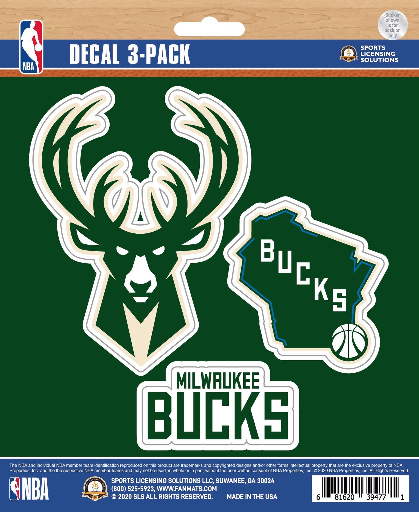 NBA Official Team Sticker Mats - Set of 3 Stickers