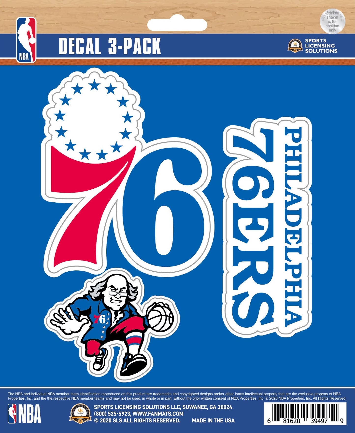 NBA Official Team Sticker Mats - Set of 3 Stickers