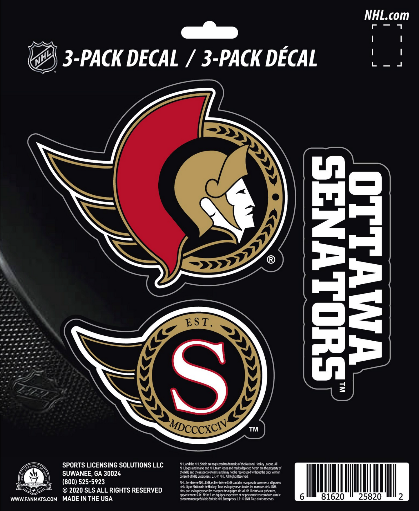NHL Official Team Sticker Mats - Set of 3 Stickers